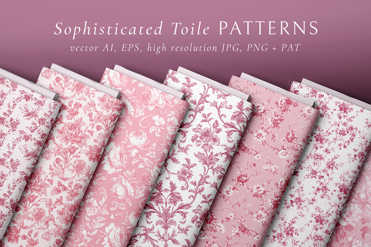 Pink Toile Print Design Patterns, a Pattern Graphic by Olya Creative (Photo 3 of 22)