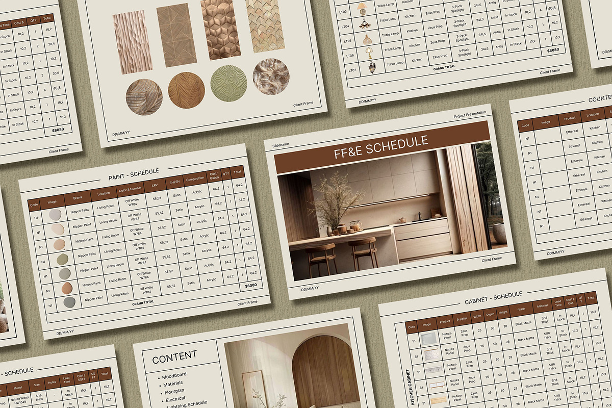Interior Design FF&E Schedule, a Presentation Template by SKY CREATION