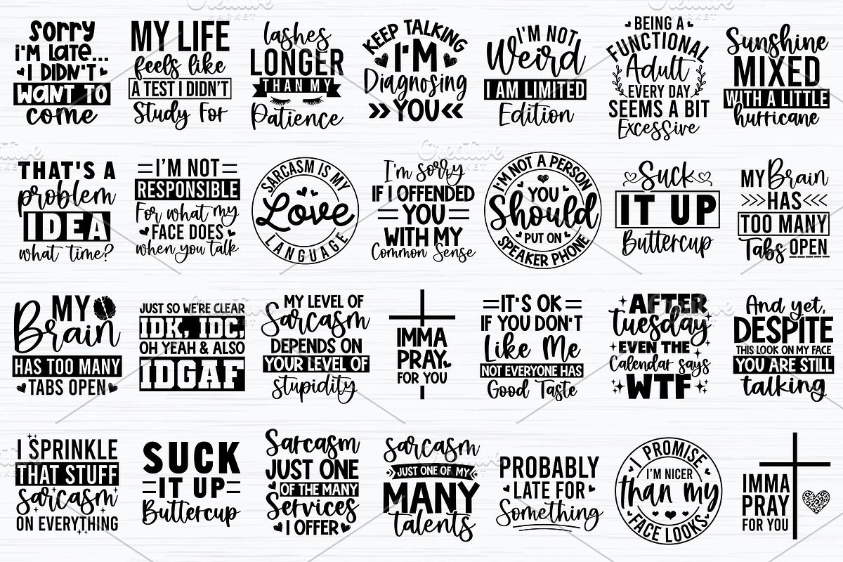Funny Quotes SVG Bundle, Sarcasm SVG, a Graphic by Designer302 (Photo 2 of 53)