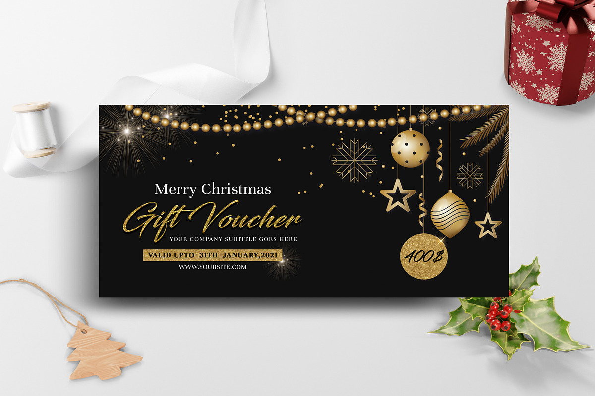Christmas Gift Voucher Template, a Stationery Template by Ultimate Template Shop (Photo 1 of 3)