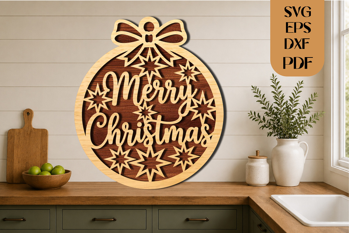 Merry Christmas Laser Cut SVG, an Object Graphic by DreamCafeArt (Photo 3 of 4)