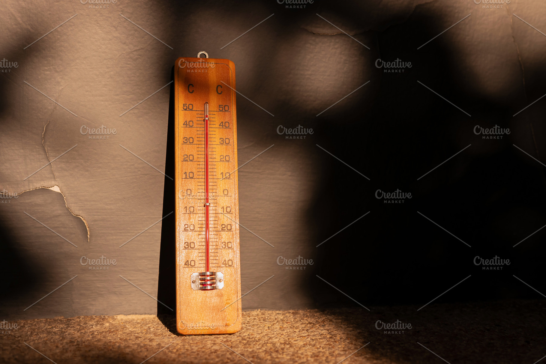 Thermometer measuring high temperature, heatwave and climate cri, a Photo by salmon.black