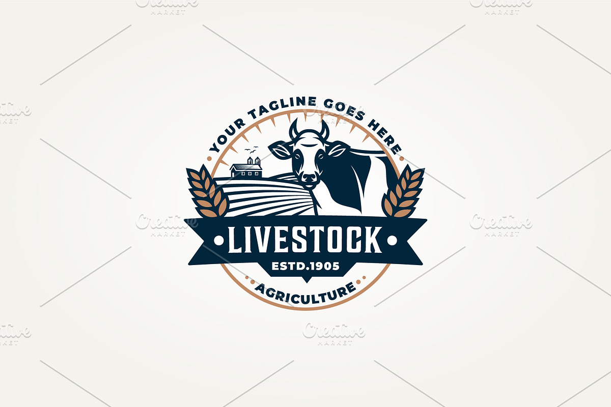vintage livestock agriculture logo, a Branding & Logo Template by Blazybone