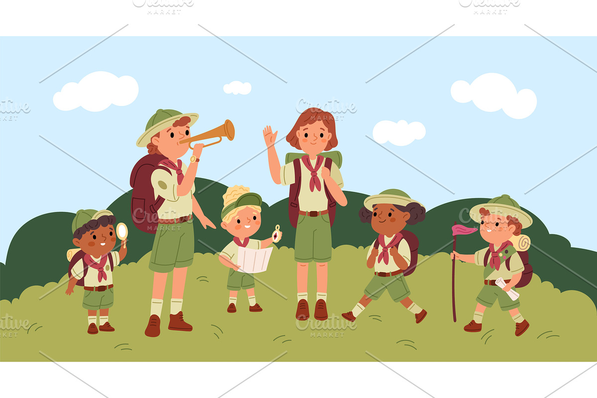 Mentors and scouts on nature, an Illustration by YummyBuum
