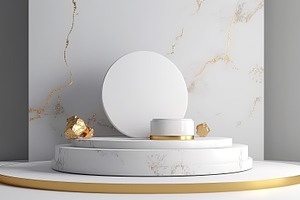 Empty podium showcase natural white marble design, a Photo by Dvoevnore photos