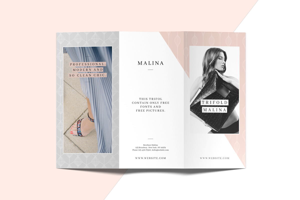 MALINA Trifold Brochure + Pattern, a Brochure Template by AgataCreate (Photo 3 of 10)