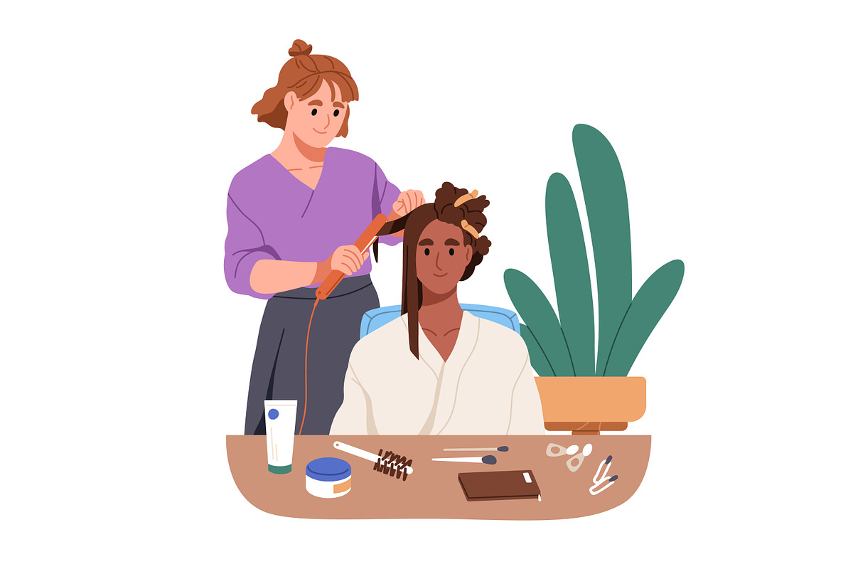 Hairdressers & makeup artist at work, a Person Illustration by Good Studio (Photo 3 of 4)