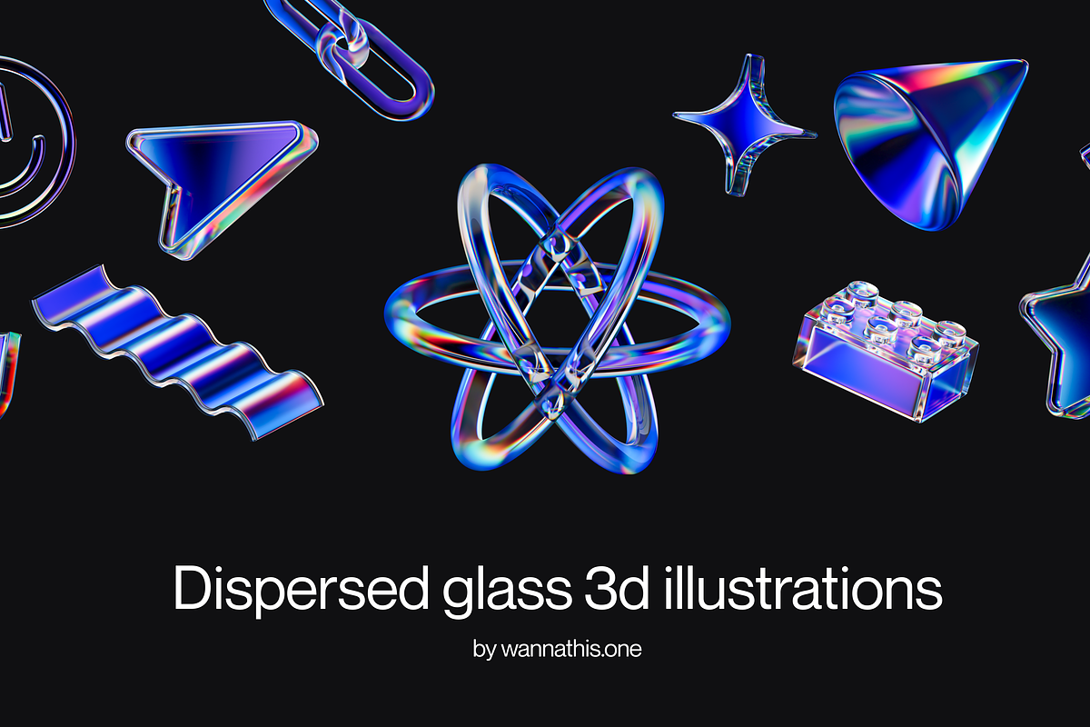 Dispersed glass 3d illustrations, an Illustration by Wannathis.one (Photo 1 of 6)