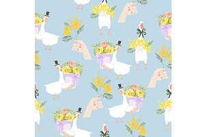 Seamless Pattern with Easter Goose, an Illustration by Maria Starus