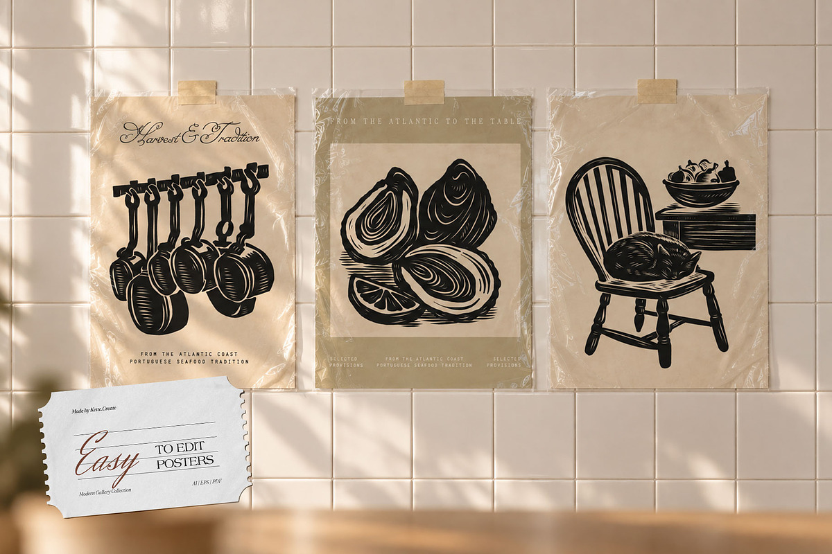 Linocut Kitchen | Poster Builder, an Object Graphic by KetteCreate (Photo 12 of 16)