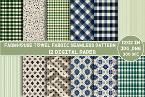 Farmhouse Towel Fabric Seamless, an Illustration by Designking