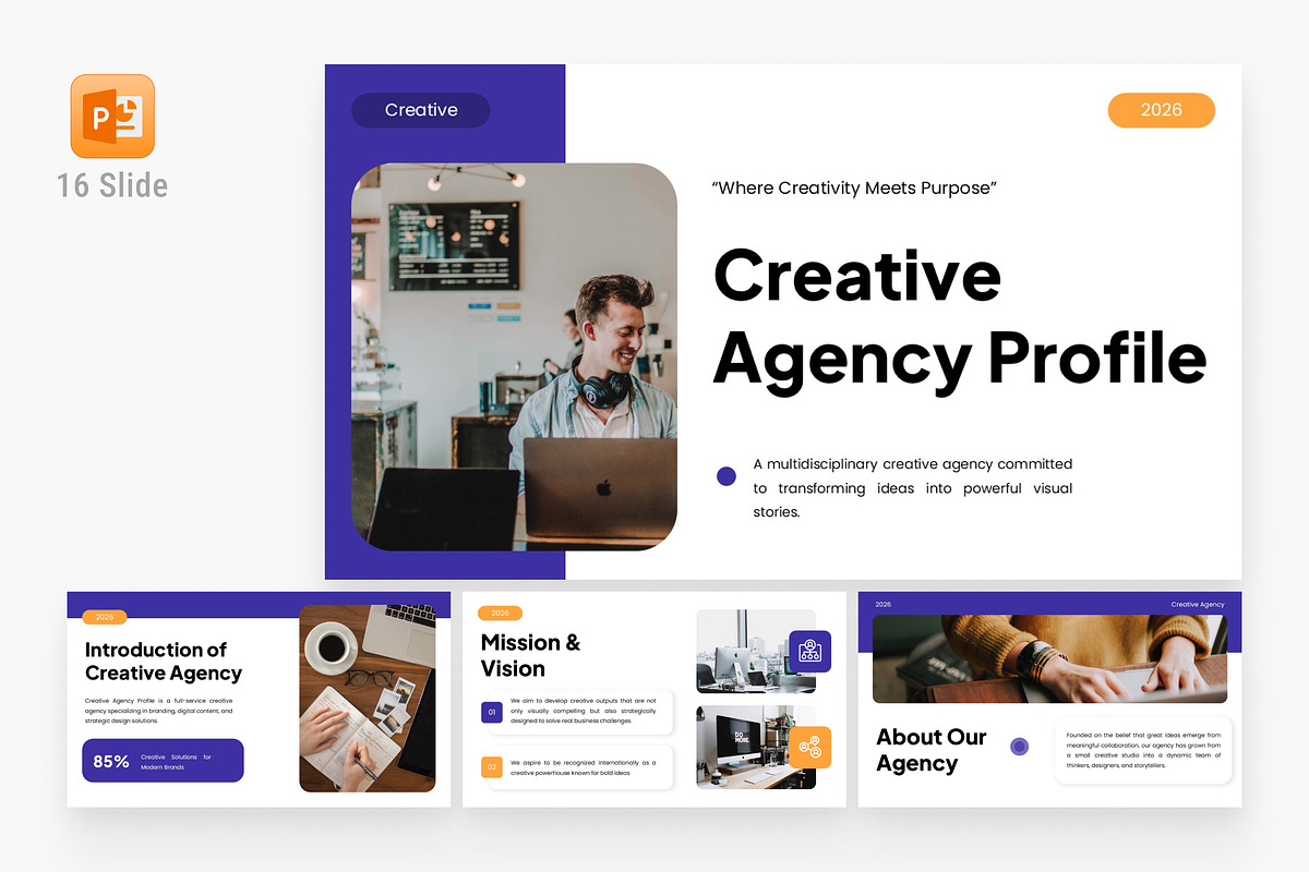 Creative Agency Profile Powerpoint, a Presentation Template by Eklip Studio (Photo 1 of 6)