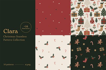 Clara Christmas Seamless Pattern, a Pattern Graphic by Emilie Cliche