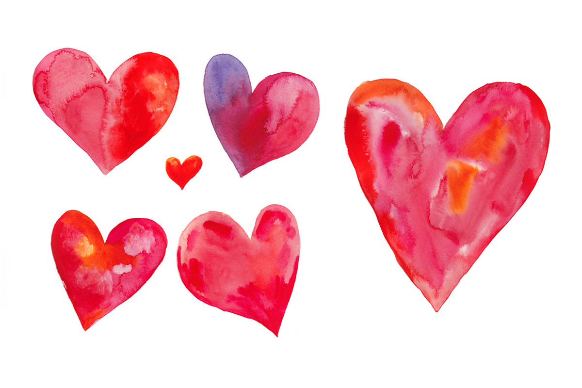 Watercolor hearts set #3, a Decorative Illustration by natsa (Photo 3 of 5)