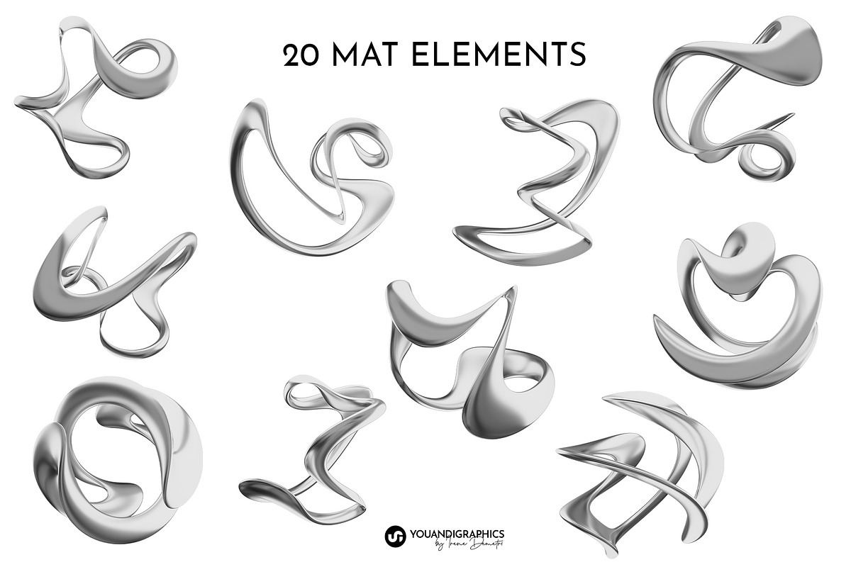 Liquid Chrome Abstract 3D Elements, an Object Graphic by Youandigraphics (Photo 11 of 13)