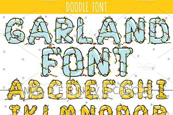 Font In Garland. Christmas Alphabet