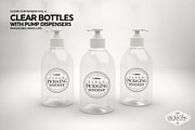 Clear Bottles Pump Dispensers Mockup, a Cups & Container Mockup by INCDesign (Thumbnail 5 of 8)
