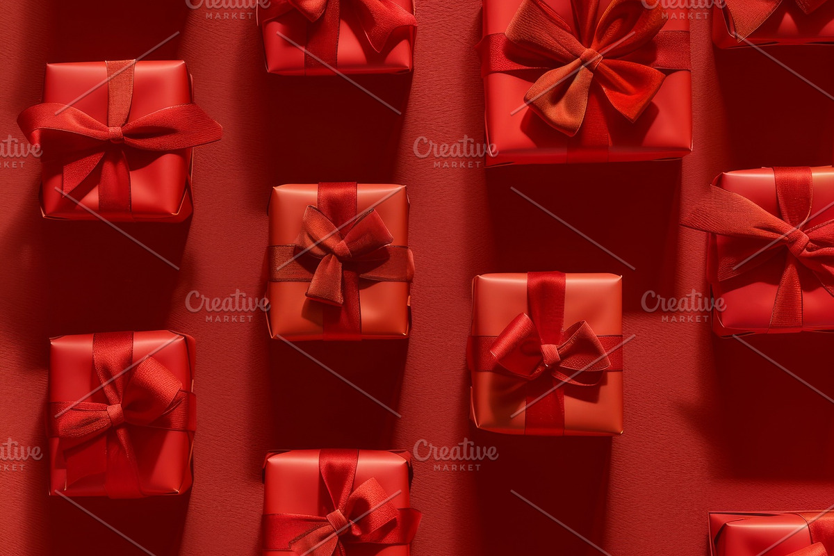 86 Gift boxes with ribbons and bows, a Holiday Photo by Handmadefont (Photo 76 of 90)
