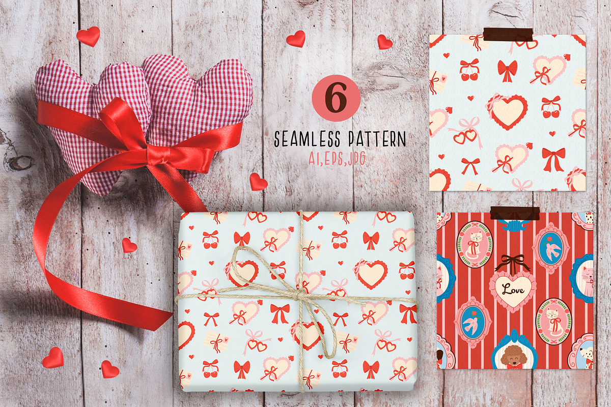 Vintage Valentine Vector Collection, a Decorative Illustration by NataKa (Photo 5 of 10)