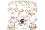 Silly Goose Spring Watercolor, an Illustration by CharmClipArt (Thumbnail 1 of 9)