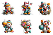 Cute Christmas Snowman Clipart PNG, a Seasonal Illustration by fashionaddict (Thumbnail 3 of 6)