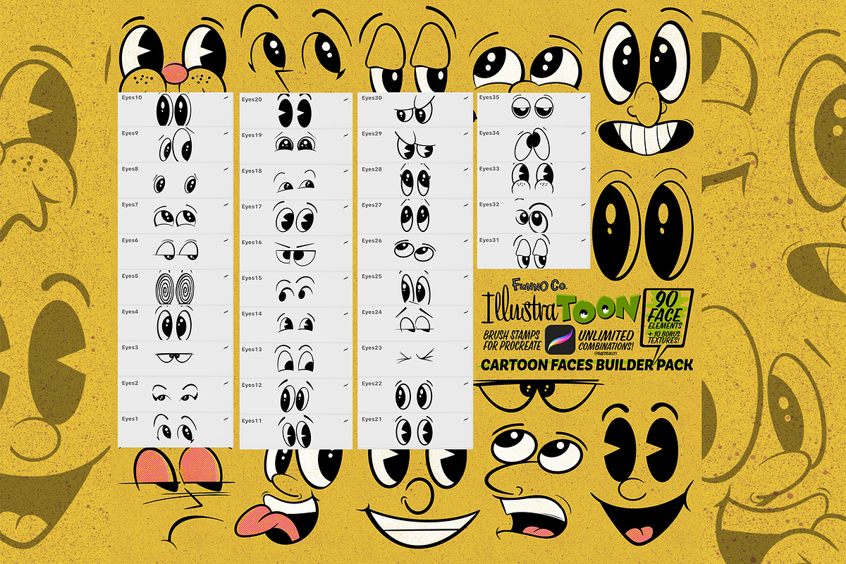 IllustraTOON Cartoon Faces Maker, a Brush Add-On by Funno Co. (Photo 2 of 5)