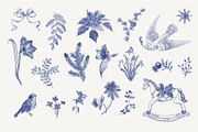 Christmas dreams. Blue & white, a Seasonal Illustration by olga.korneeva (Thumbnail 4 of 12)