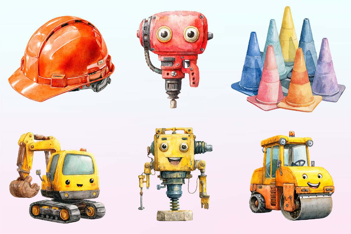 Cute Construction Watercolor Clipart, a Graphic by CitraGraphics (Photo 2 of 4)