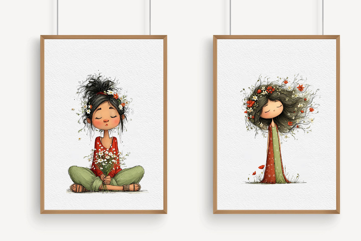 Whimsical Girls Floral Spring Clipar, an Illustration by Libby Wishes (Photo 3 of 8)