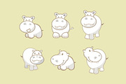 Cute Hippo Icons, an Animal Illustration by audeemirza (Thumbnail 2 of 2)