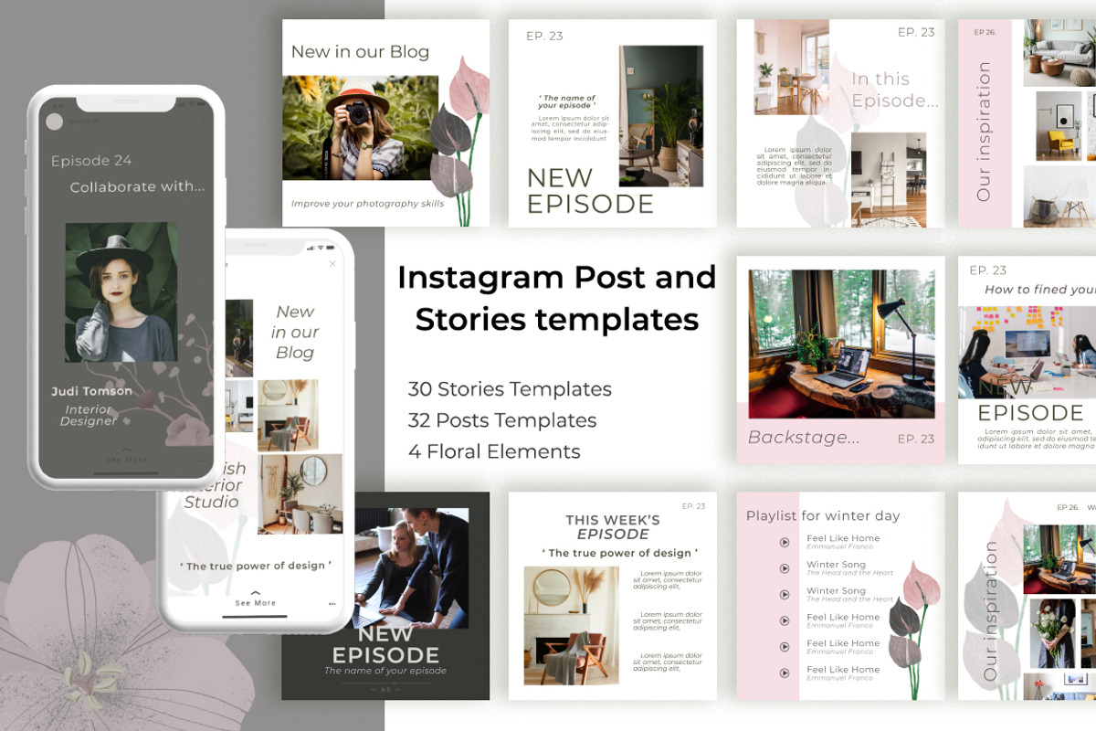 Podcast Instagram Pack, a Social Media Template by OlgaSerbun (Photo 1 of 8)