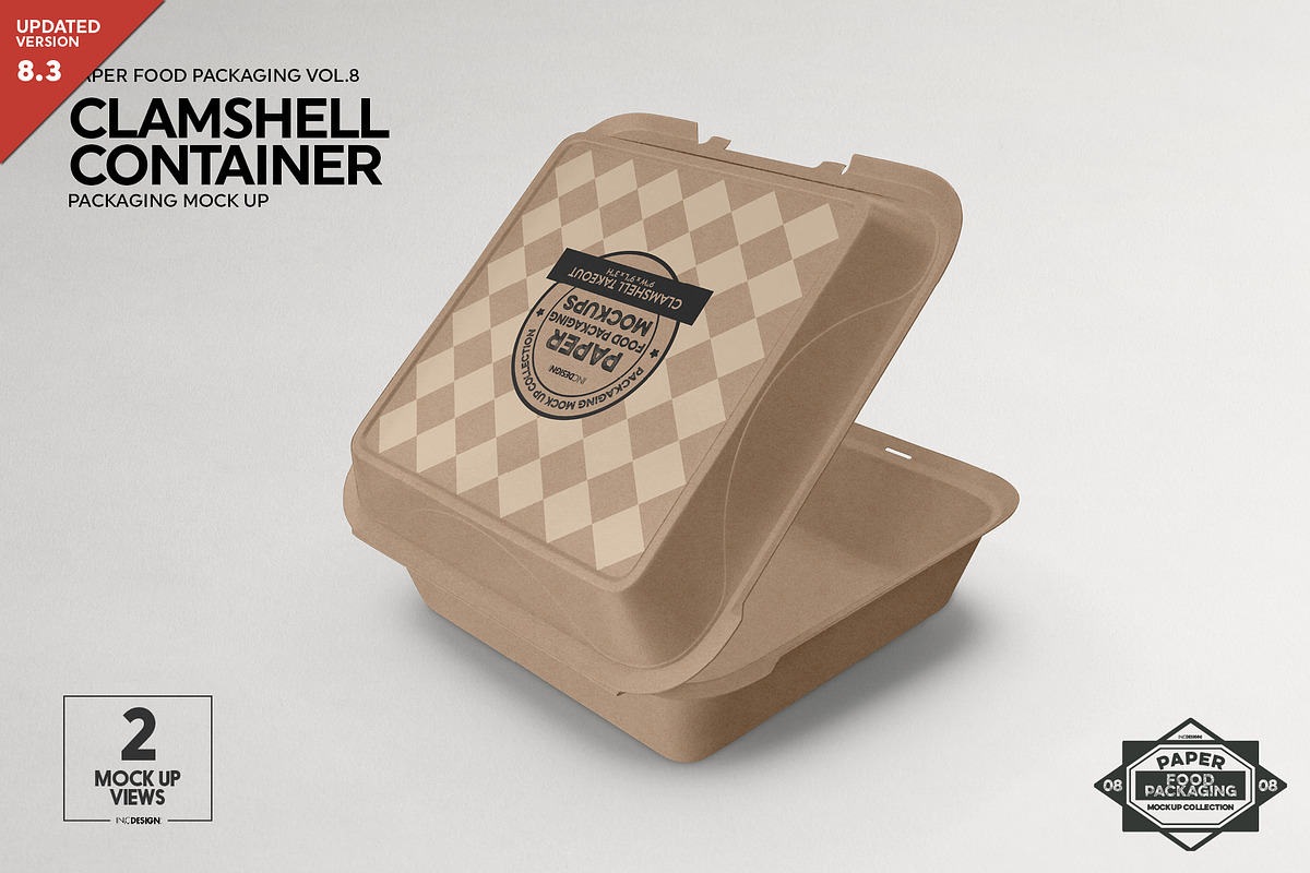 Paper Clamshell Packaging Mockup, a Cups & Container Mockup by INCDesign (Photo 1 of 6)