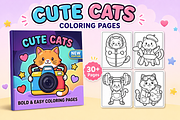 Cute Cats Coloring Pages #2, an Animal Illustration by Inkivelle Studio (Thumbnail 1 of 3)