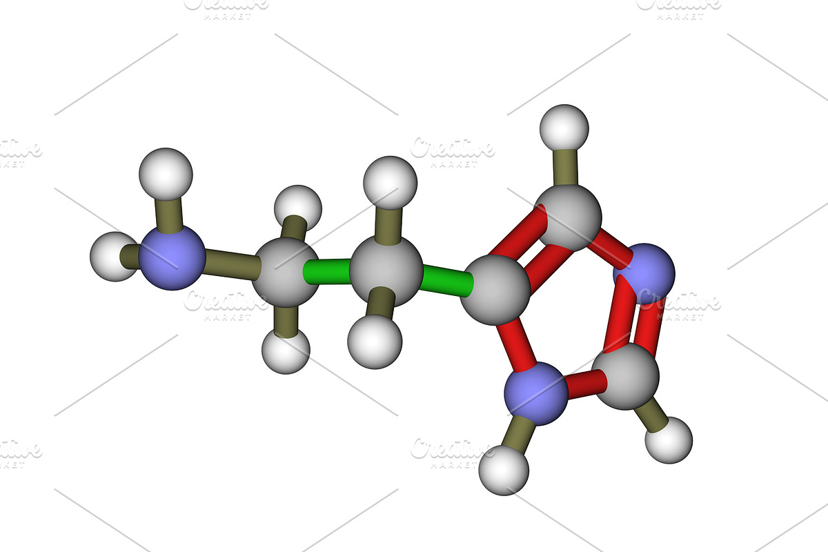 The molecule of histamine, a Healthcare Illustration by Leonid Andronov