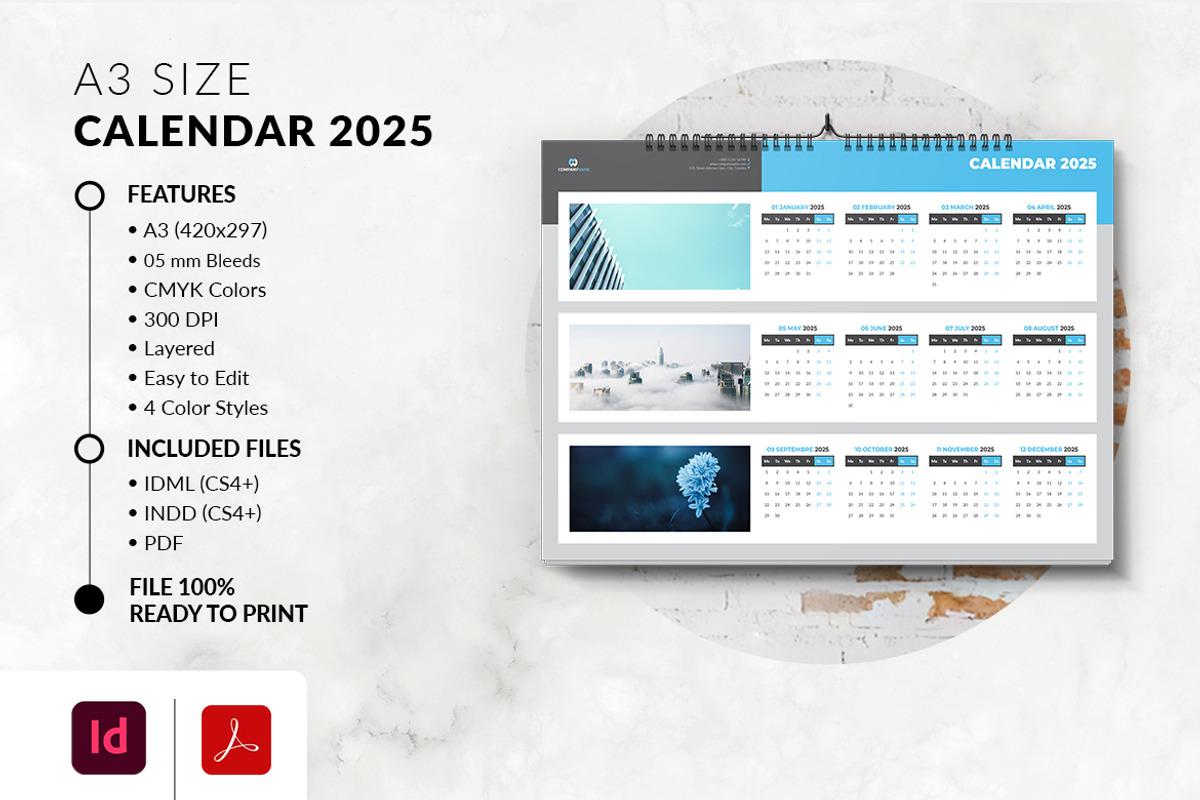 A3 Calendar 2025 Printable, a Stationery Template by MstArtwork (Photo 5 of 5)