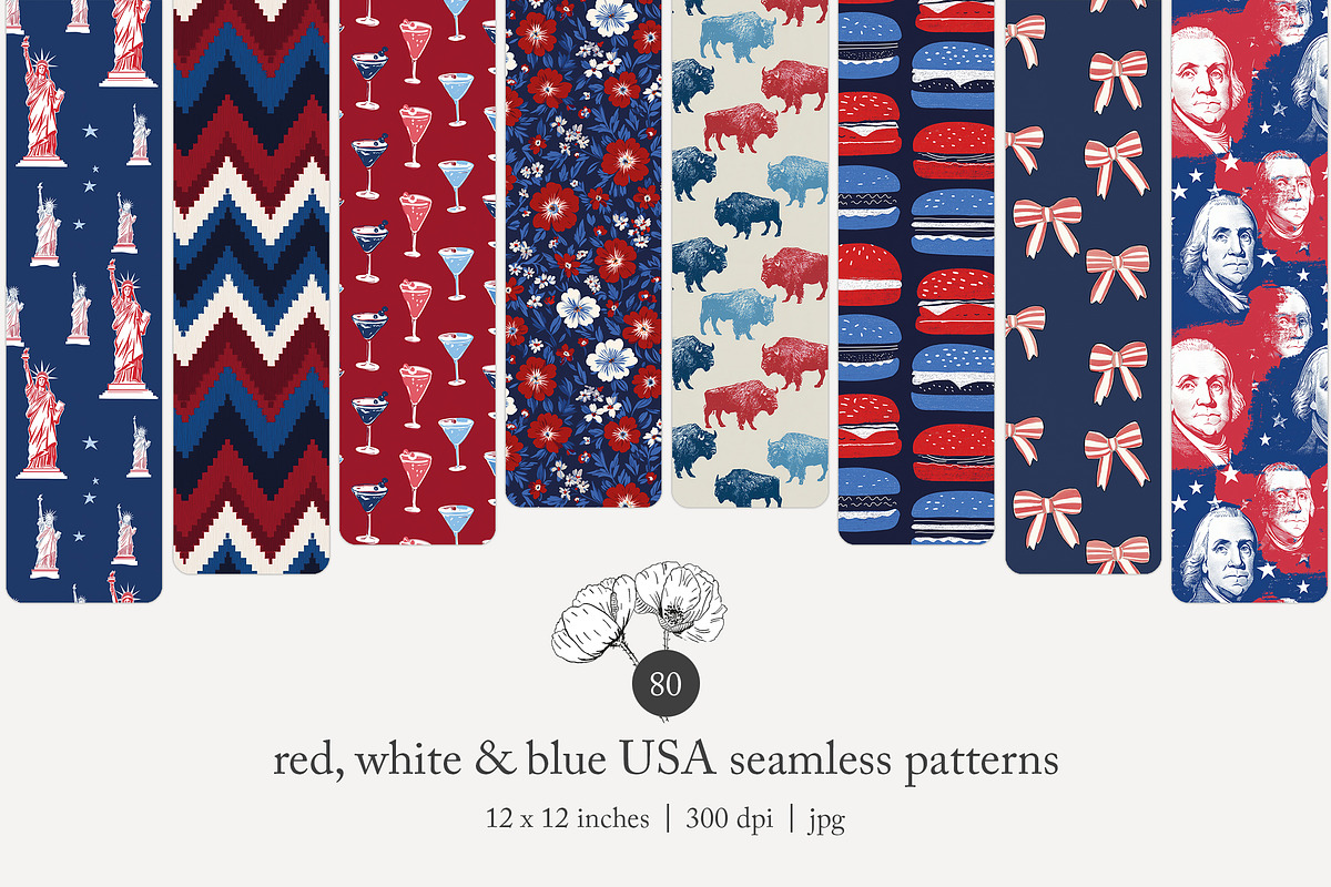 80 Independence Day seamless pattern, a Pattern Graphic by Poppy Lane Studio (Photo 1 of 11)