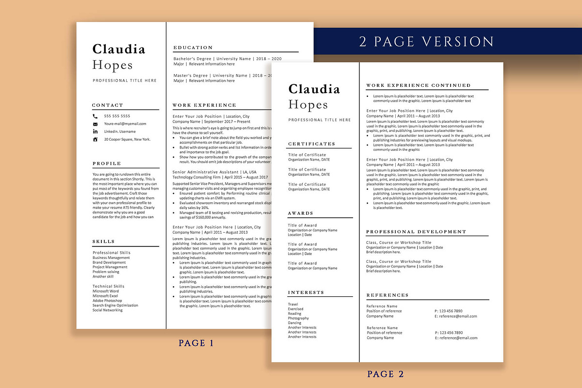 Professional Resume Template Word, a Resume Template by VictoriousVita (Photo 3 of 8)