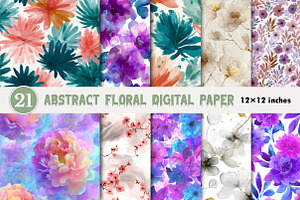 Abstract Floral Digital Paper, a Pattern Graphic by CitraGraphics