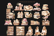 Watercolor reading book clipart., an Object Graphic by AquarelleSpace (Thumbnail 3 of 4)