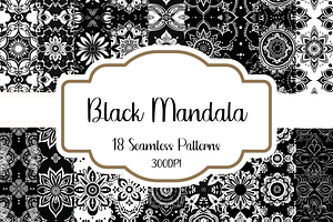 Black Mandala Seamless Patterns