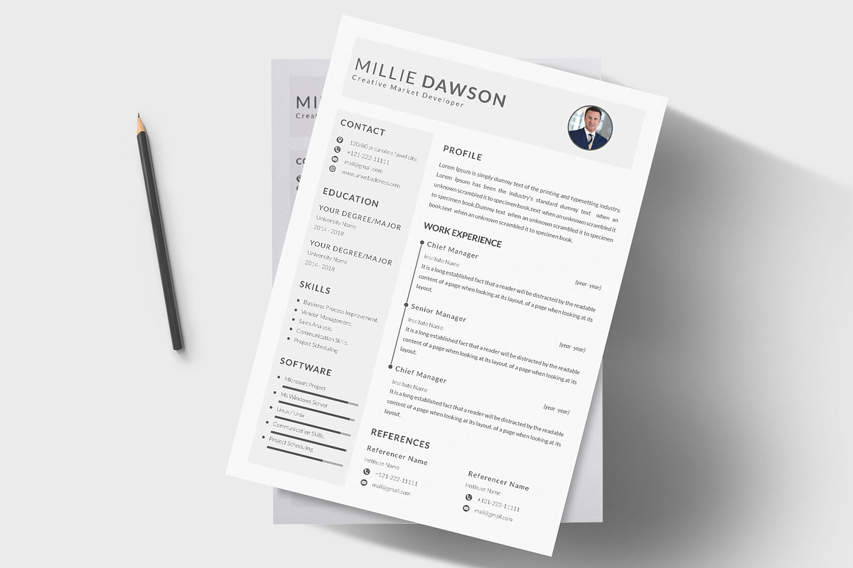 Resume Template and Cover Letter, a Resume Template by designvillage (Photo 3 of 13)