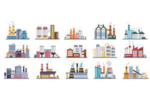 Diverse industrial factory buildings, an Illustration by Lemberg Vector