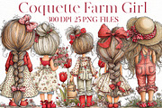 Watercolor coquette farm girl Clipar, an Illustration by Designworld (Thumbnail 1 of 8)