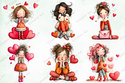 Valentine Quirky Girl Clipart Bundle, an Illustration by Creative Art (Thumbnail 6 of 10)