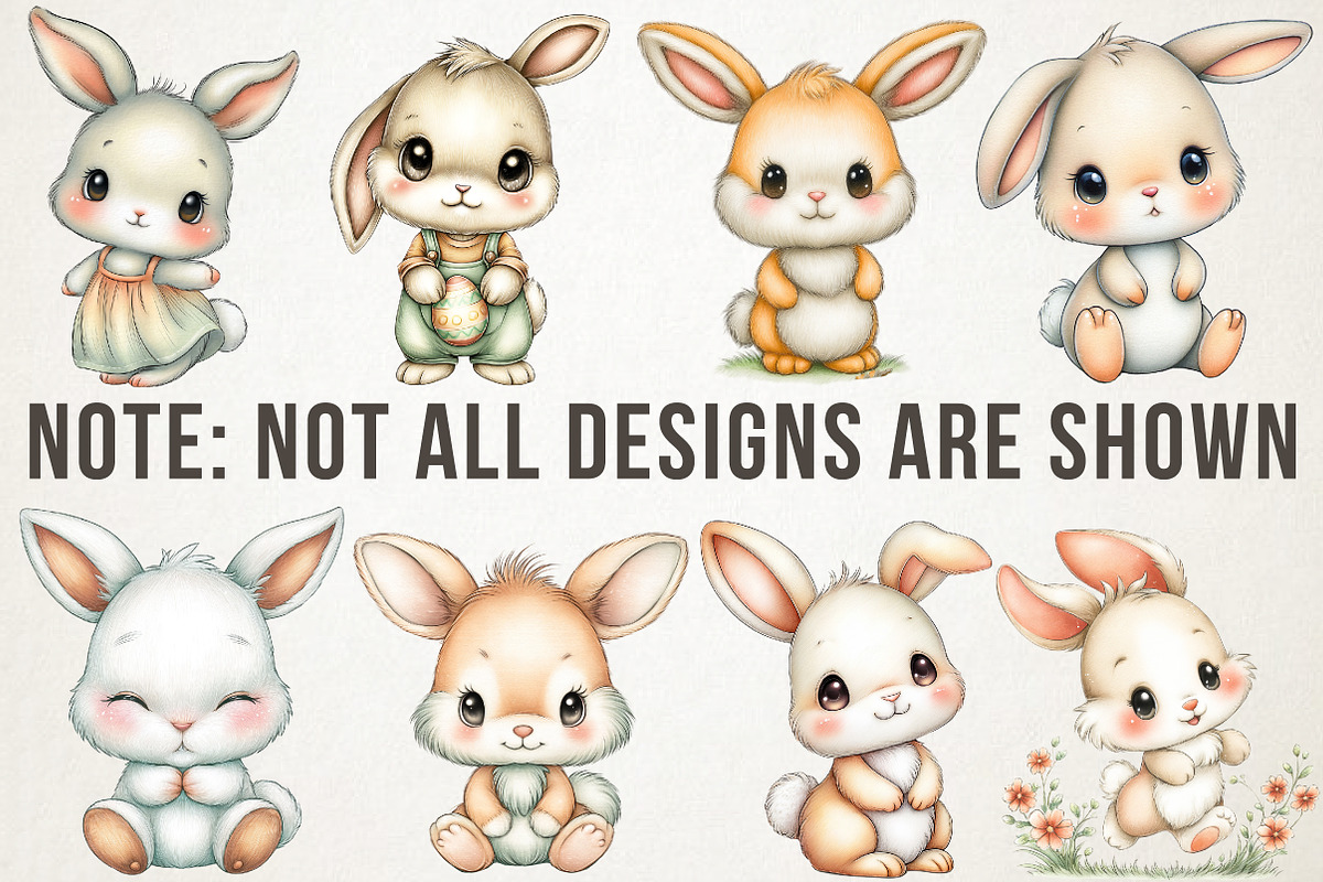 Soft Pastel Easter Bunny Clipart Set, an Animal Illustration by RobertsArt (Photo 3 of 6)