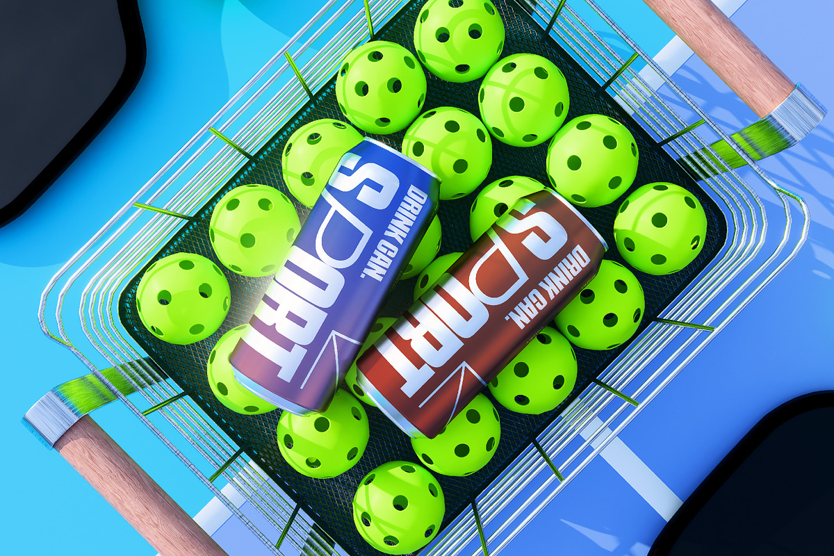 Pickleball Beverage Can Mockup, an Advertising Mockup by herutage (Photo 3 of 4)