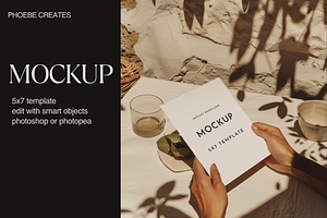 Boho Shadow 5x7 Invitation Mockup, a Product Mockup by PhoebeCreates