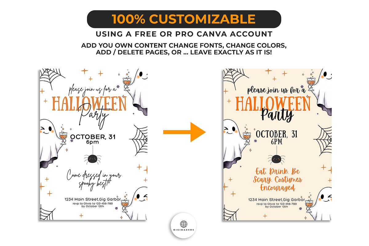 Halloween Invitation Template Bundle preview 3