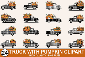 Truck With Pumpkin Clipart Bundle, a Graphic by crative8112