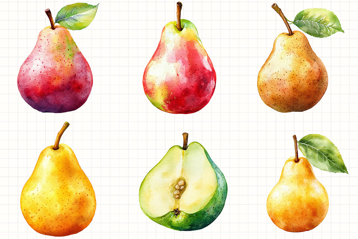 Watercolor Pear Clipart, an Illustration by Libby Wishes (Photo 6 of 6)